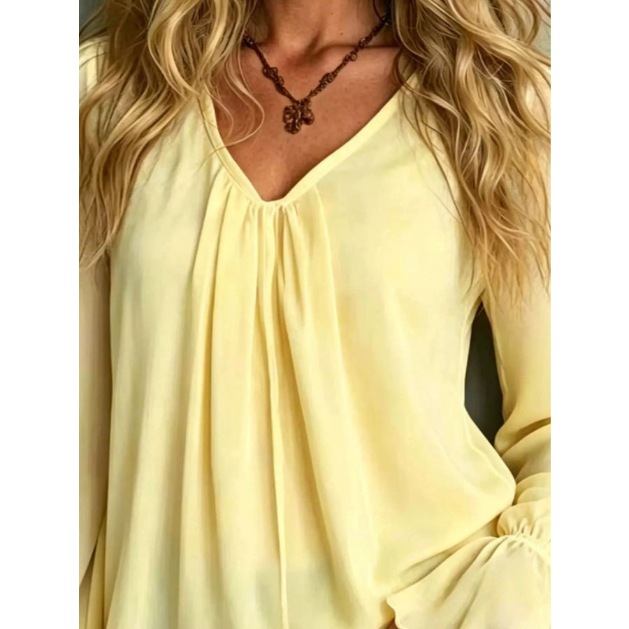 V-Neck Flounce Sleeve Blouse Apparel and Accessories