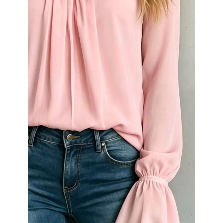 V-Neck Flounce Sleeve Blouse Apparel and Accessories