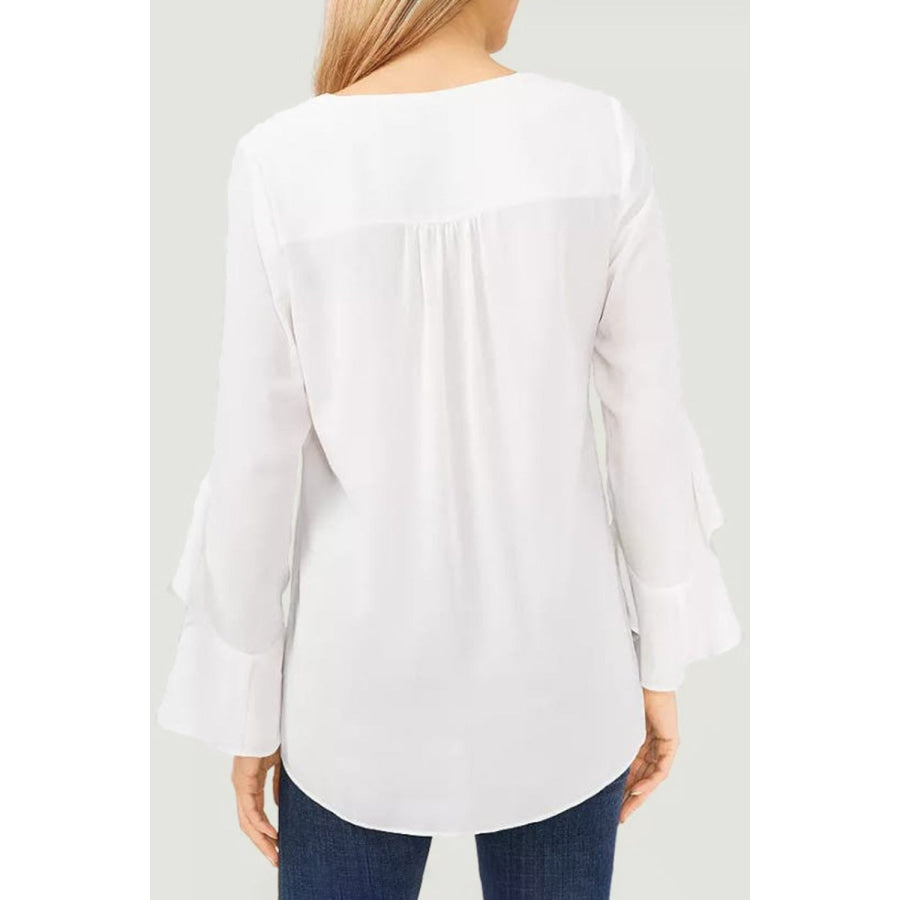 V-Neck Flounce Sleeve Blouse Apparel and Accessories