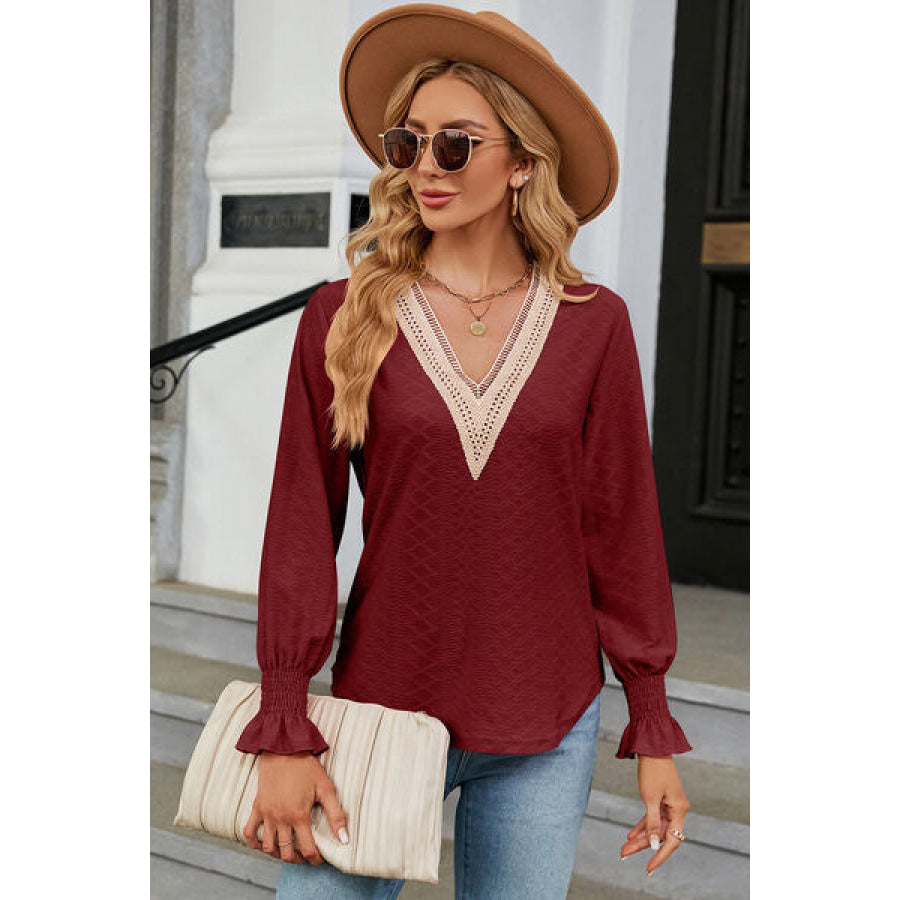 V - Neck Flounce Sleeve T - Shirt Apparel and Accessories