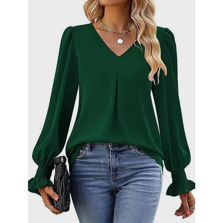 V-Neck Flounce Sleeve Top Apparel and Accessories