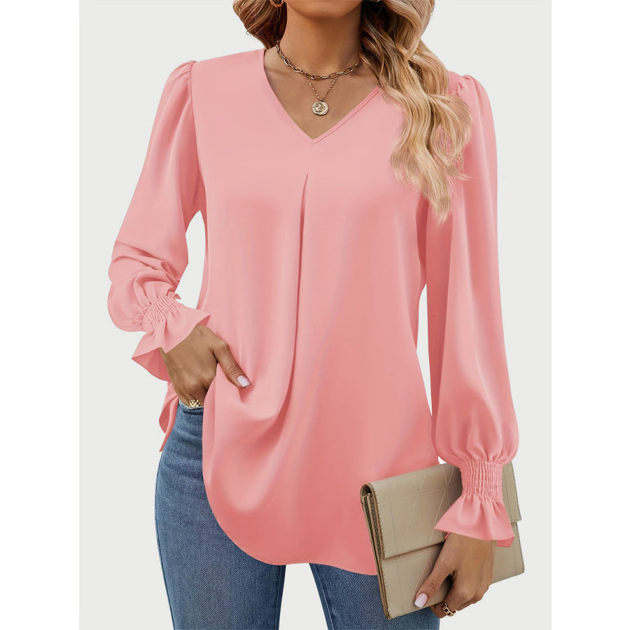 V-Neck Flounce Sleeve Top Apparel and Accessories