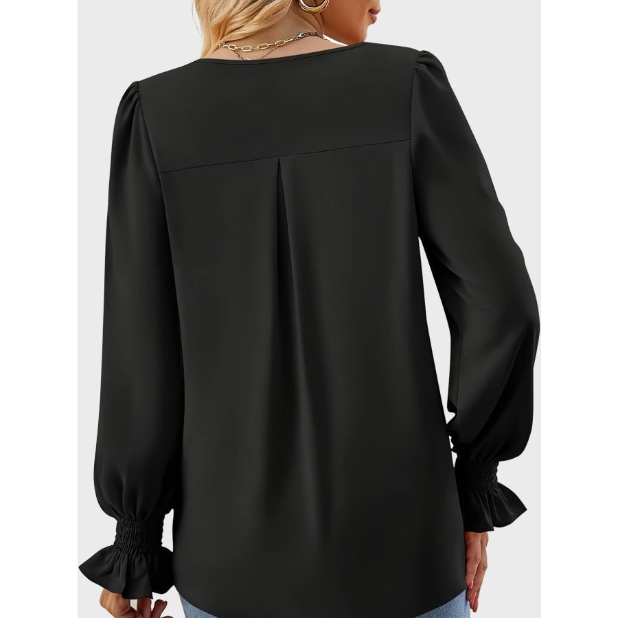 V-Neck Flounce Sleeve Top Apparel and Accessories