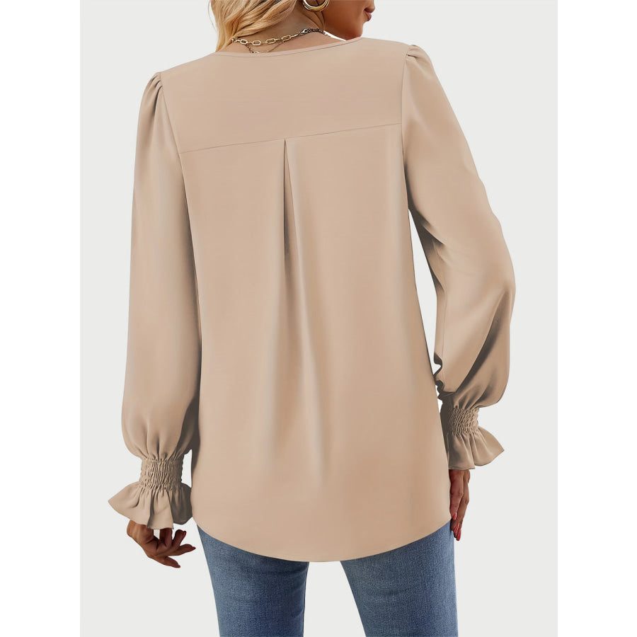 V-Neck Flounce Sleeve Top Apparel and Accessories