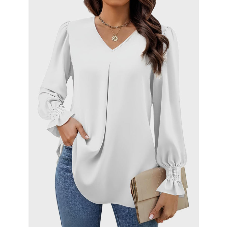 V-Neck Flounce Sleeve Top Apparel and Accessories