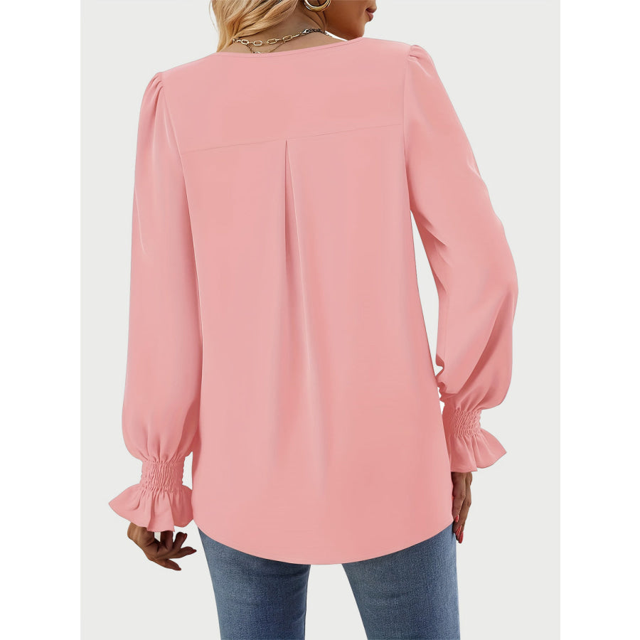 V-Neck Flounce Sleeve Top Apparel and Accessories