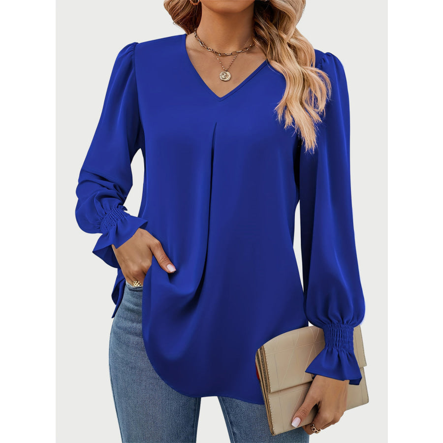 V-Neck Flounce Sleeve Top Apparel and Accessories