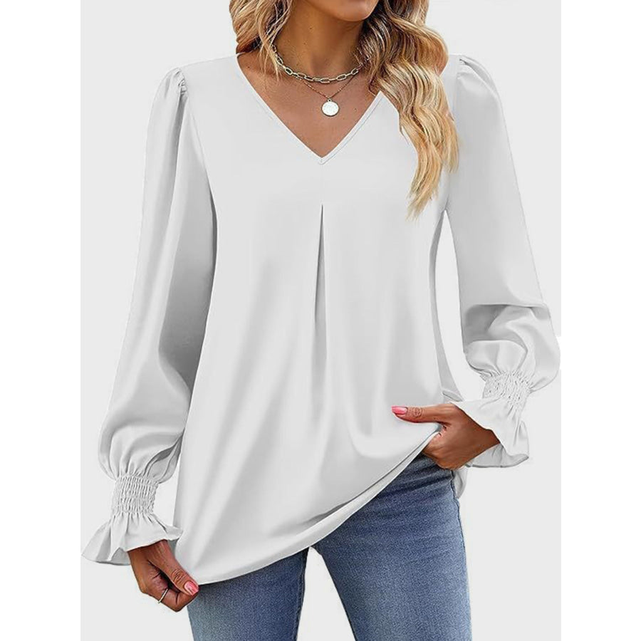 V-Neck Flounce Sleeve Top Apparel and Accessories