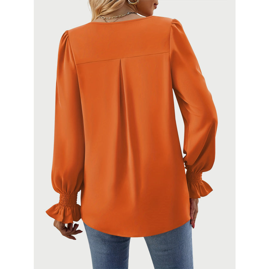 V-Neck Flounce Sleeve Top Apparel and Accessories