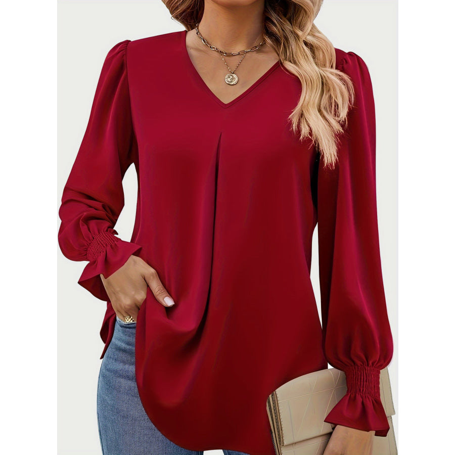 V-Neck Flounce Sleeve Top Apparel and Accessories