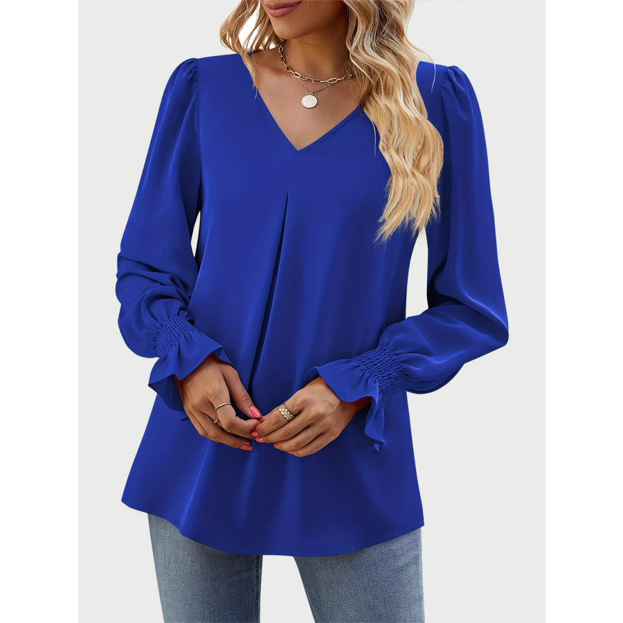 V-Neck Flounce Sleeve Top Apparel and Accessories