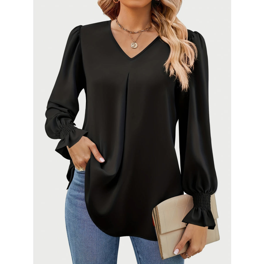 V-Neck Flounce Sleeve Top Apparel and Accessories