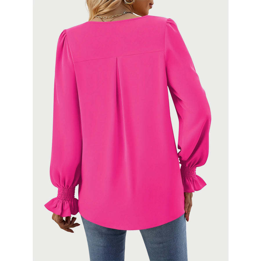 V-Neck Flounce Sleeve Top Apparel and Accessories