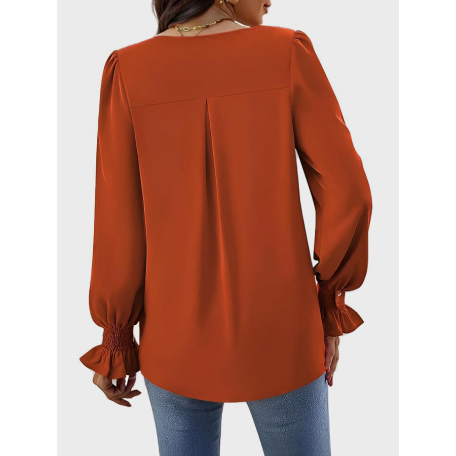 V-Neck Flounce Sleeve Top Apparel and Accessories