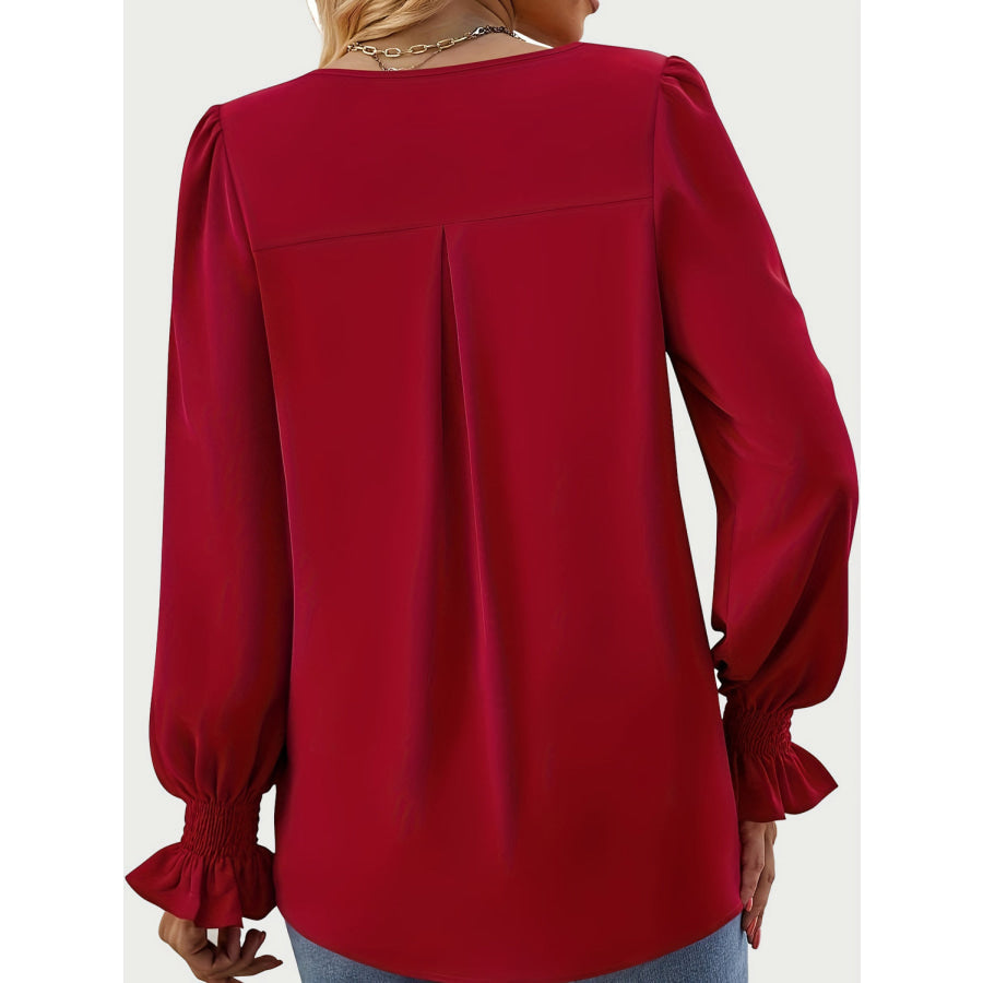 V-Neck Flounce Sleeve Top Apparel and Accessories