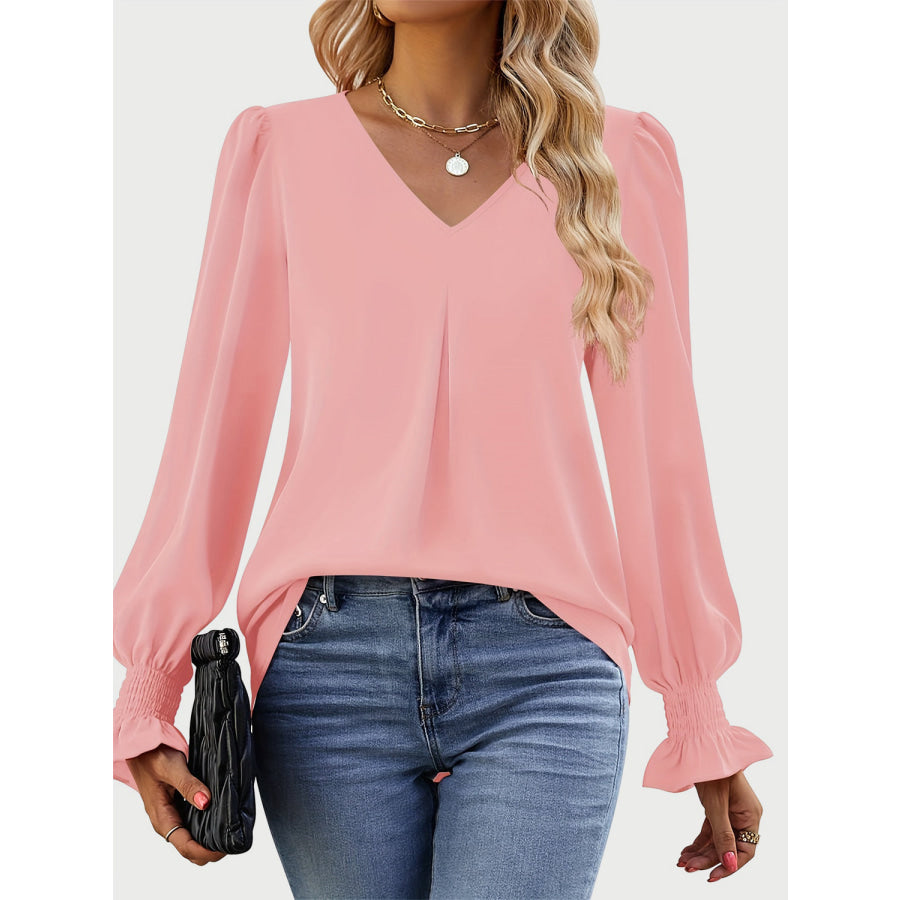 V-Neck Flounce Sleeve Top Apparel and Accessories