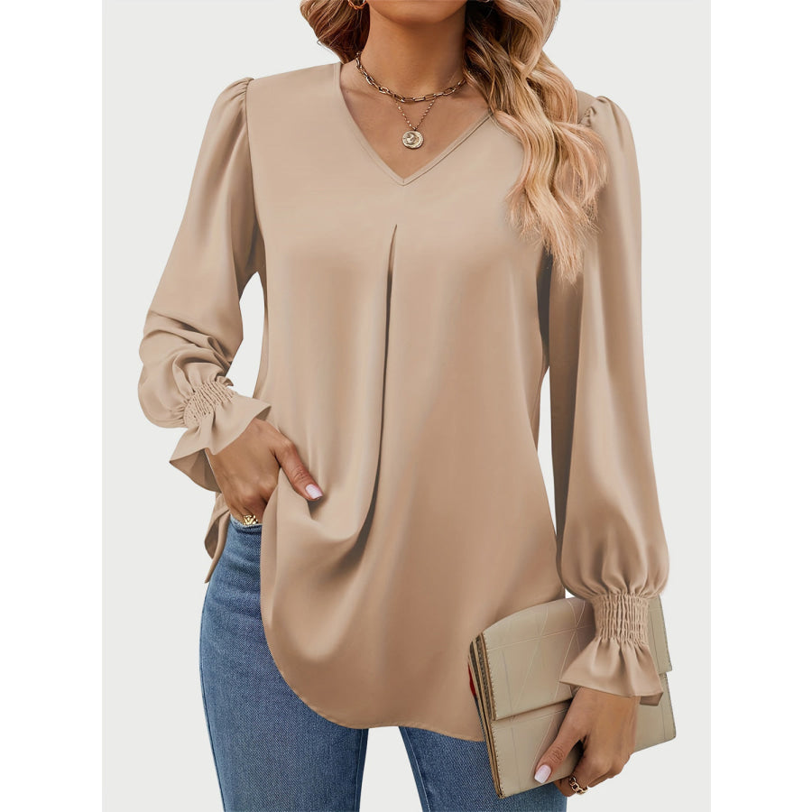 V-Neck Flounce Sleeve Top Apparel and Accessories