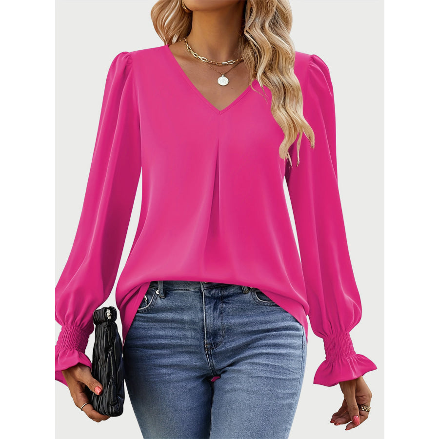V-Neck Flounce Sleeve Top Apparel and Accessories