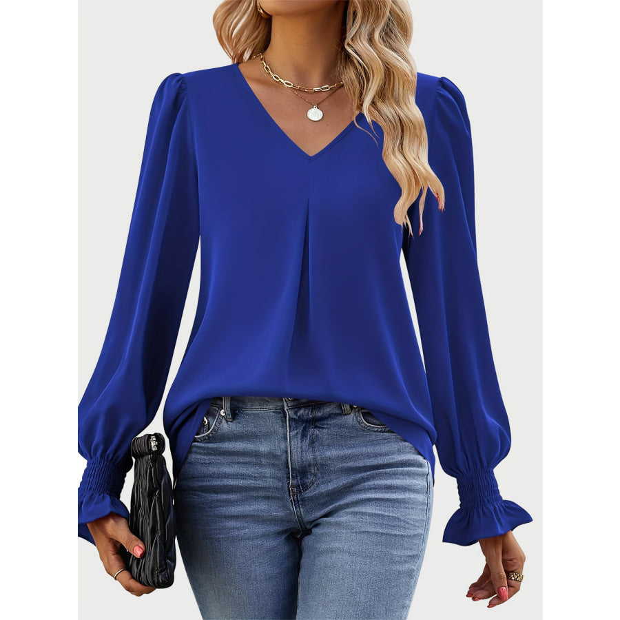V-Neck Flounce Sleeve Top Apparel and Accessories