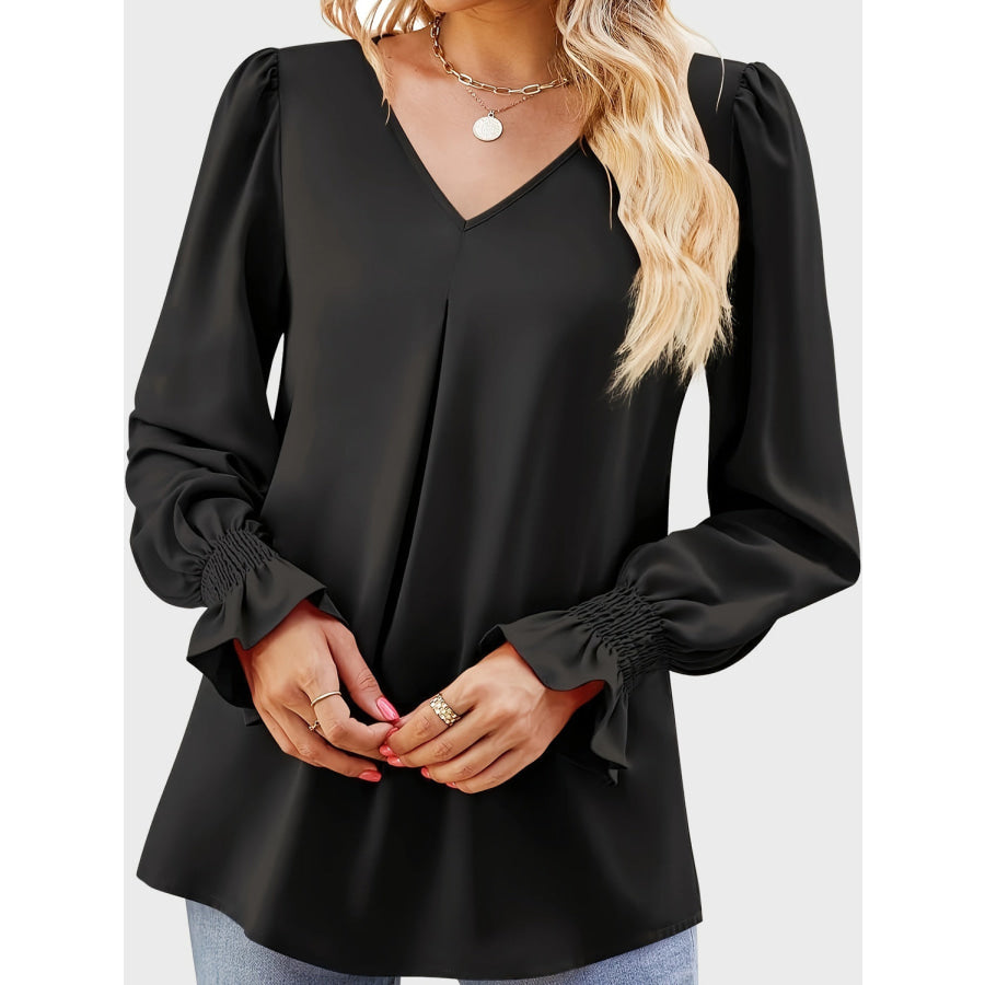 V-Neck Flounce Sleeve Top Apparel and Accessories