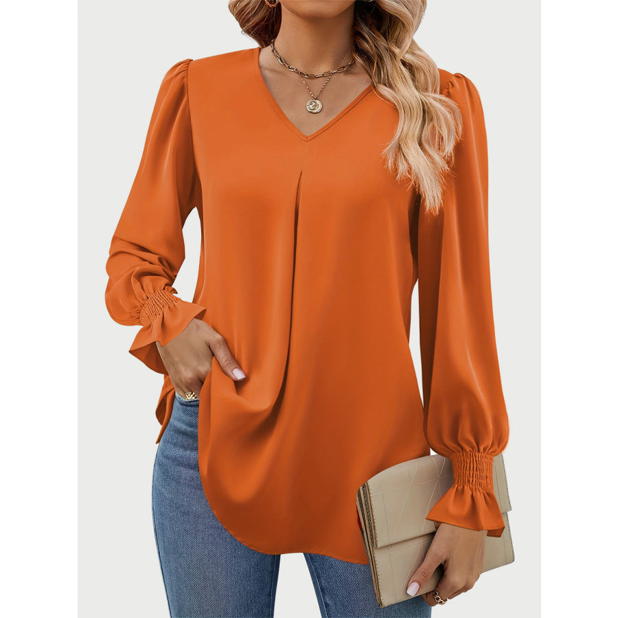 V-Neck Flounce Sleeve Top Apparel and Accessories