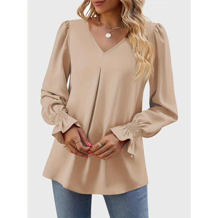 V-Neck Flounce Sleeve Top Apparel and Accessories
