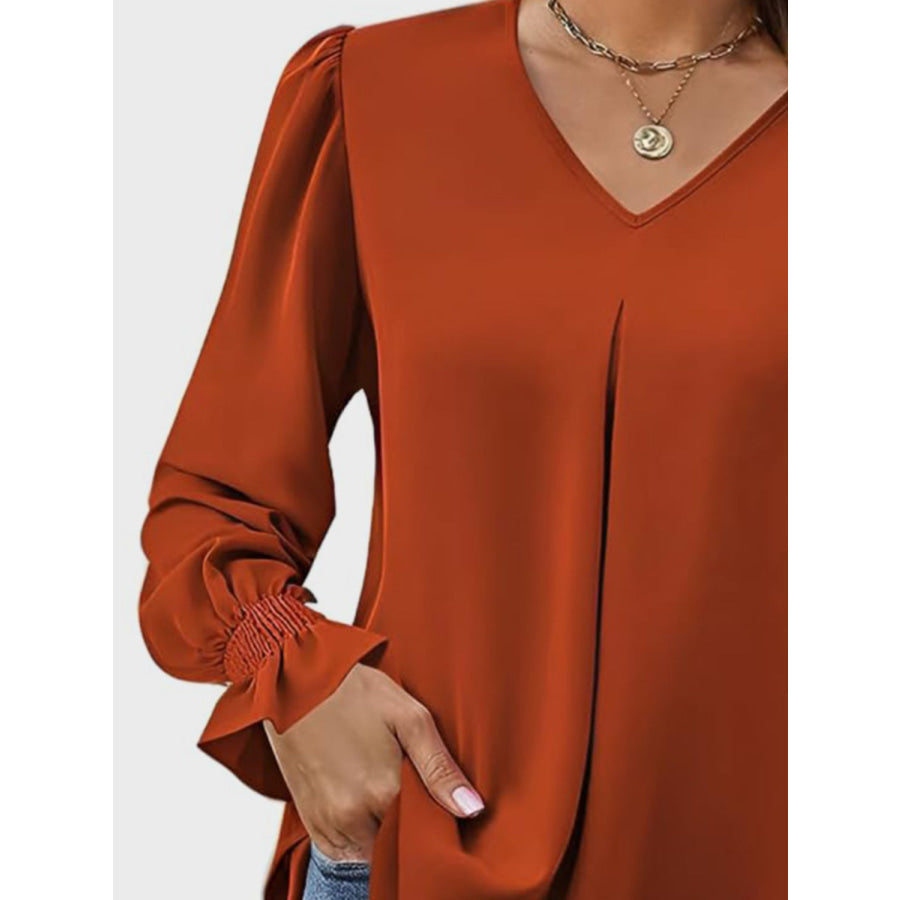V-Neck Flounce Sleeve Top Apparel and Accessories