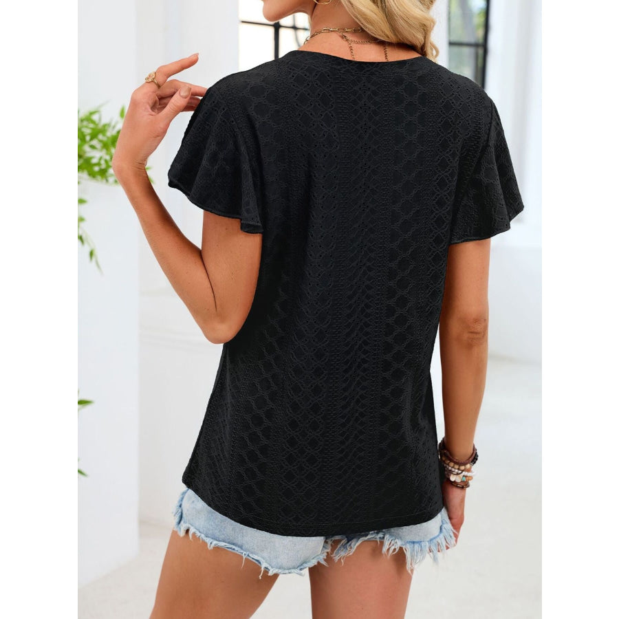 V-Neck Flutter Sleeve T-Shirt Apparel and Accessories