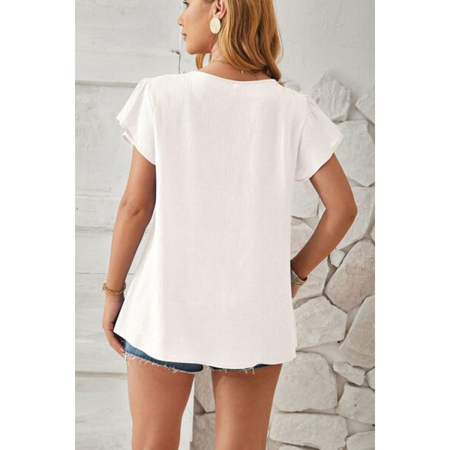 V - Neck Flutter Sleeve T - Shirt Apparel and Accessories