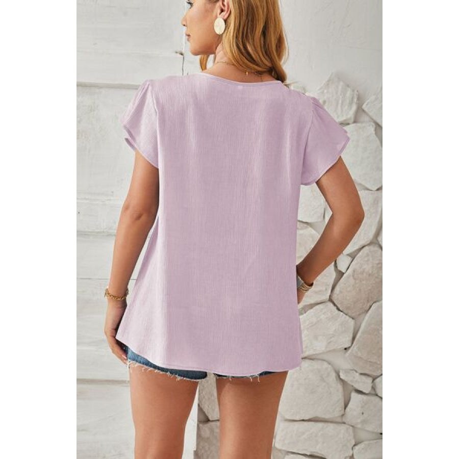 V - Neck Flutter Sleeve T - Shirt Apparel and Accessories