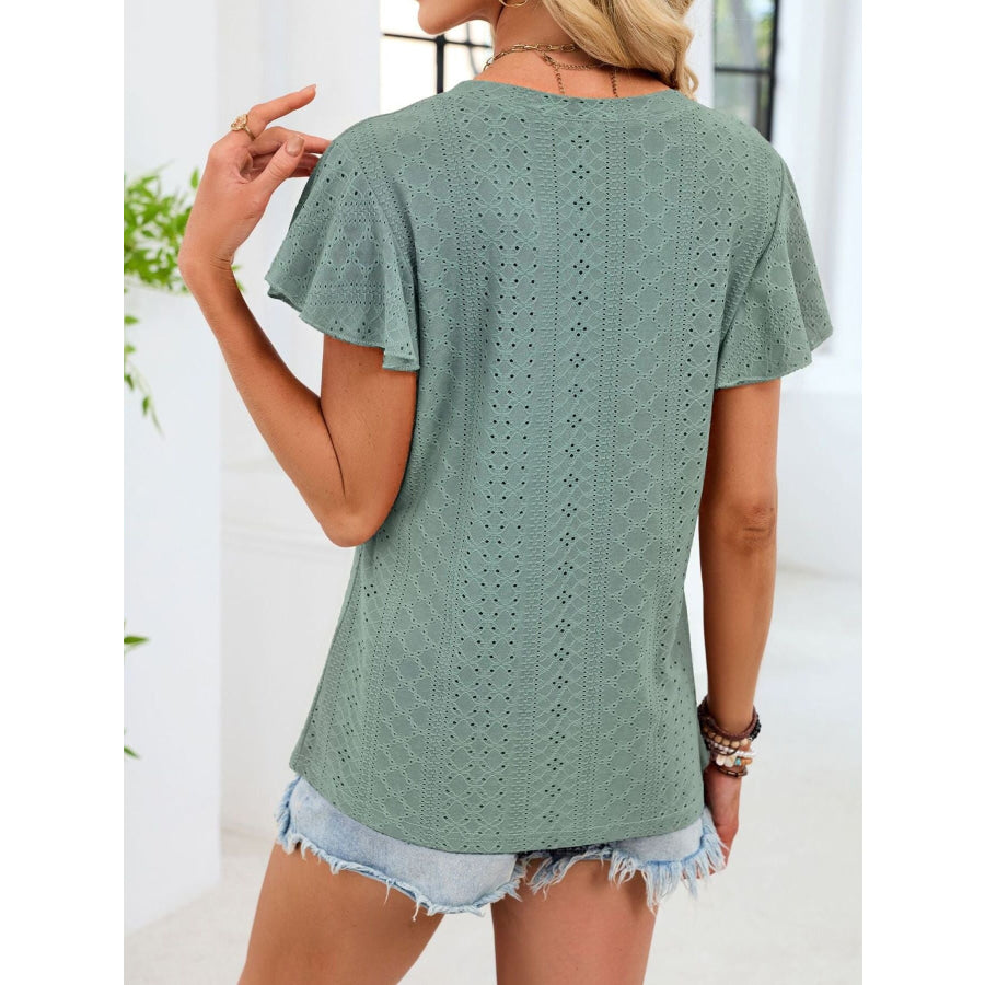 V-Neck Flutter Sleeve T-Shirt Apparel and Accessories