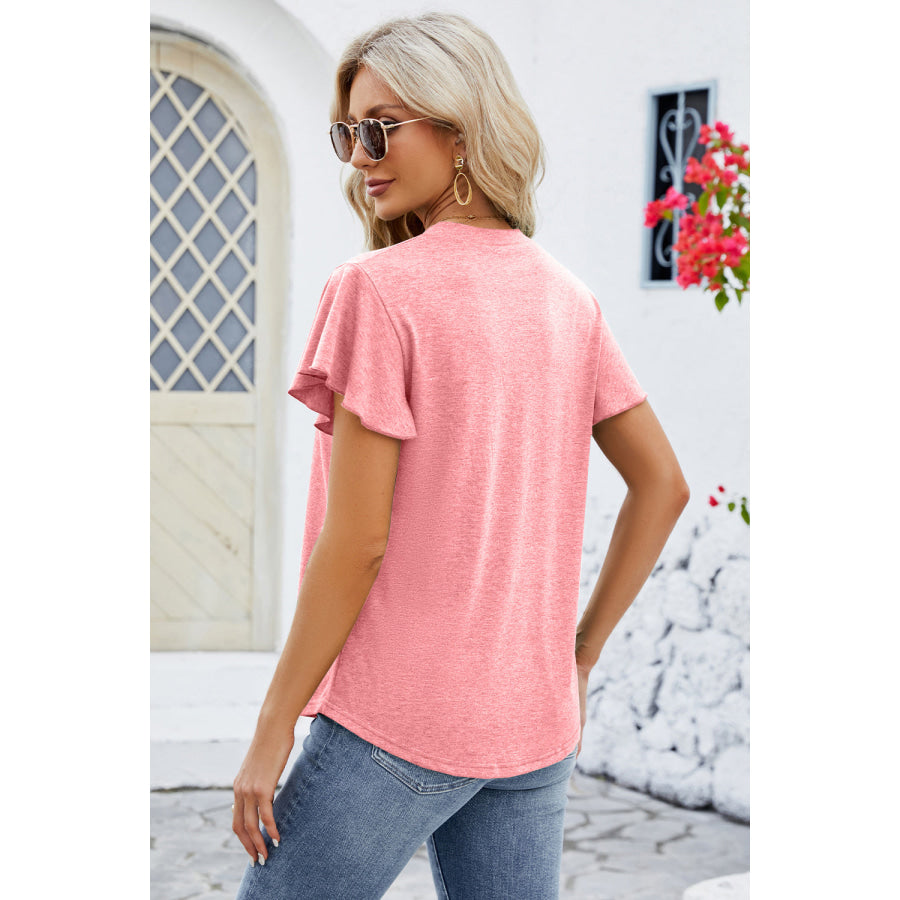 V - Neck Flutter Sleeve T - Shirt Apparel and Accessories