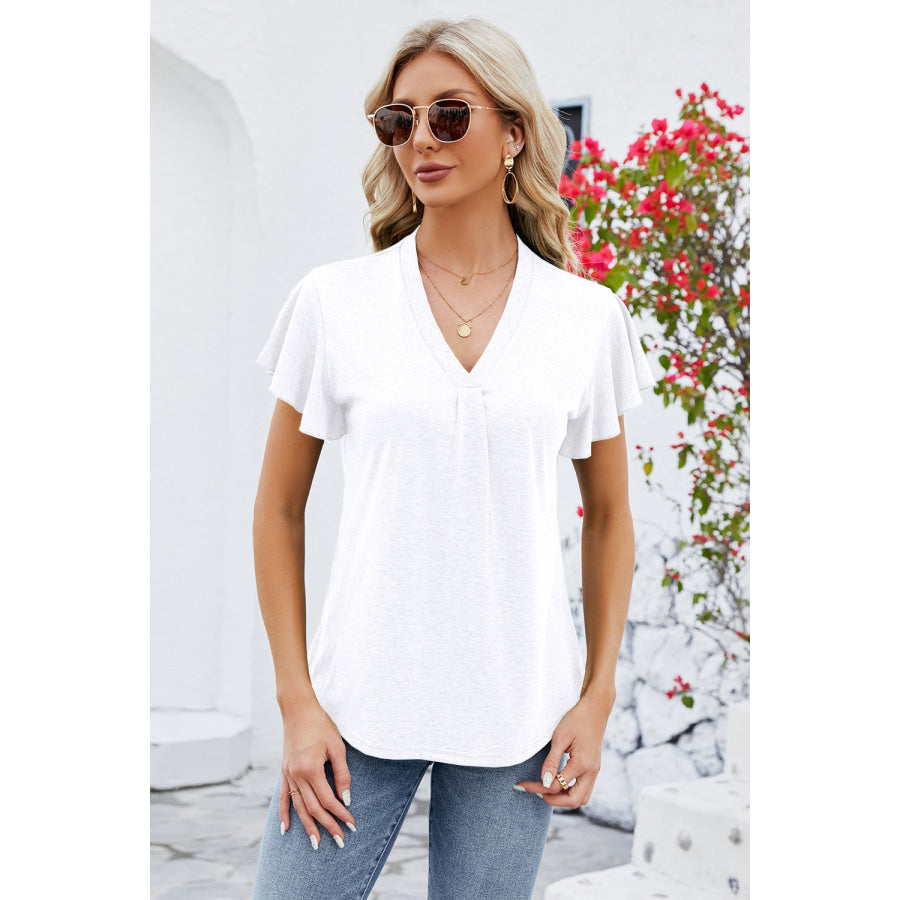 V - Neck Flutter Sleeve T - Shirt Apparel and Accessories