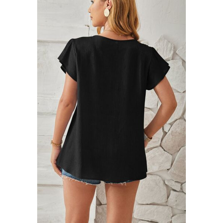 V - Neck Flutter Sleeve T - Shirt Apparel and Accessories
