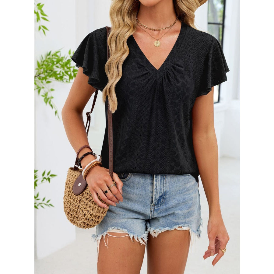 V-Neck Flutter Sleeve T-Shirt Apparel and Accessories