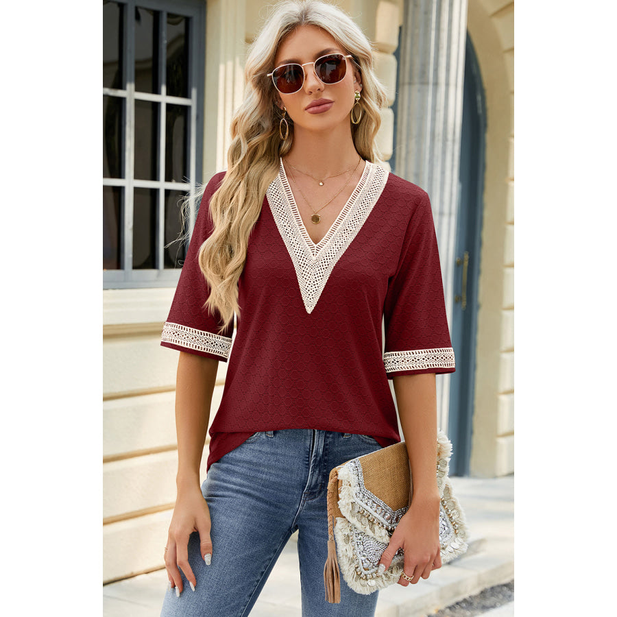 V - Neck Half Sleeve T - Shirt Apparel and Accessories