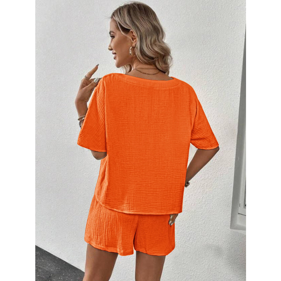 V - Neck Half Sleeve Top and Shorts Set Apparel Accessories