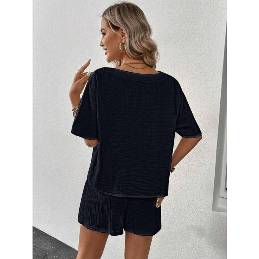 V - Neck Half Sleeve Top and Shorts Set Apparel Accessories