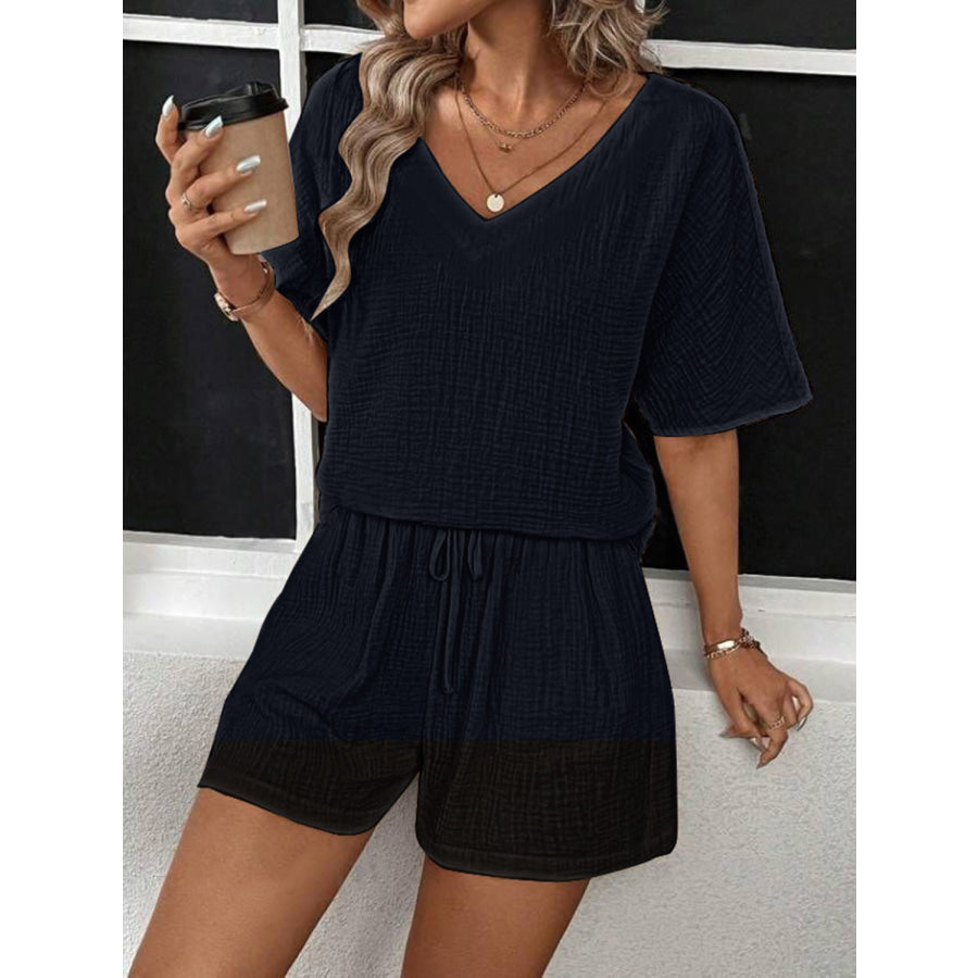 V - Neck Half Sleeve Top and Shorts Set Apparel Accessories