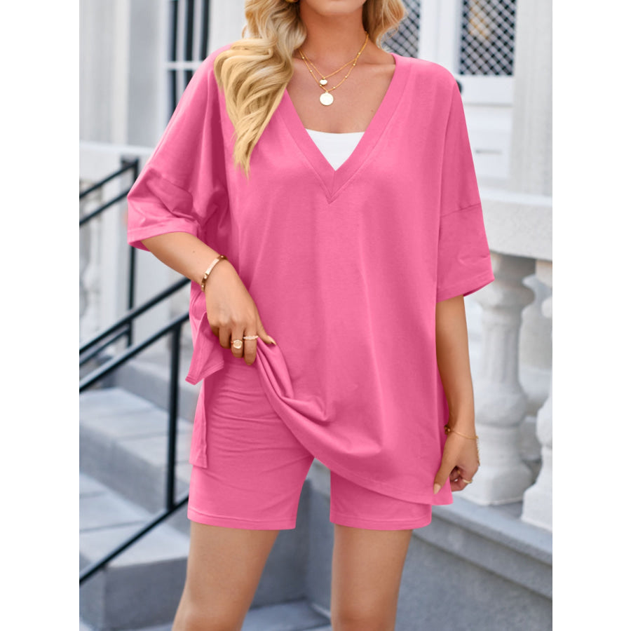 V - Neck Half Sleeve Top and Shorts Set Apparel and Accessories