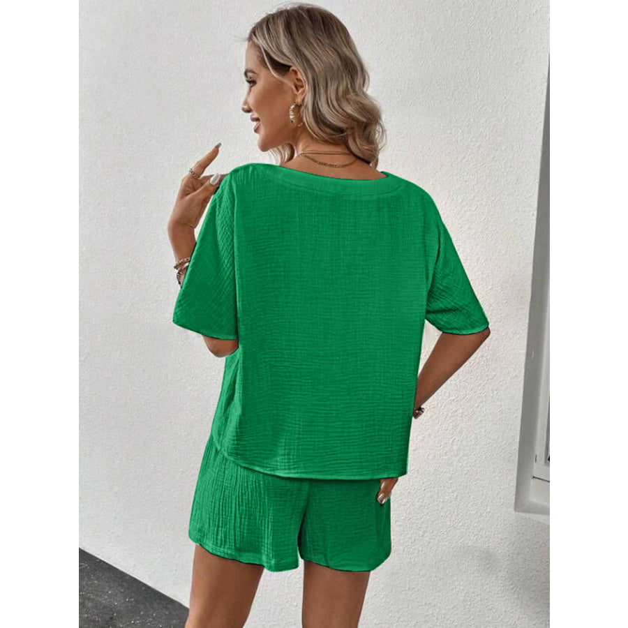 V - Neck Half Sleeve Top and Shorts Set Apparel Accessories