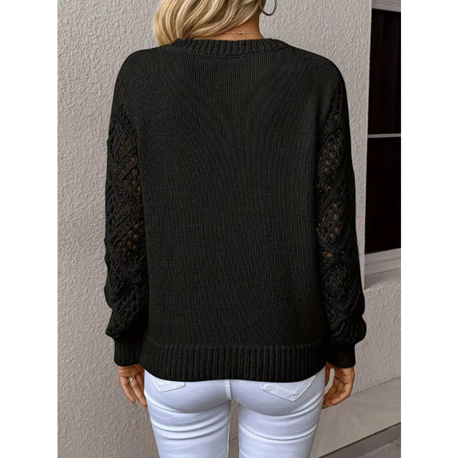 V-Neck Hollow-Out Sleeve Knit Sweater Apparel and Accessories