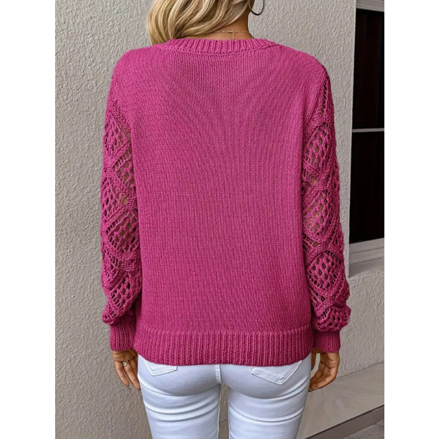 V-Neck Hollow-Out Sleeve Knit Sweater Apparel and Accessories