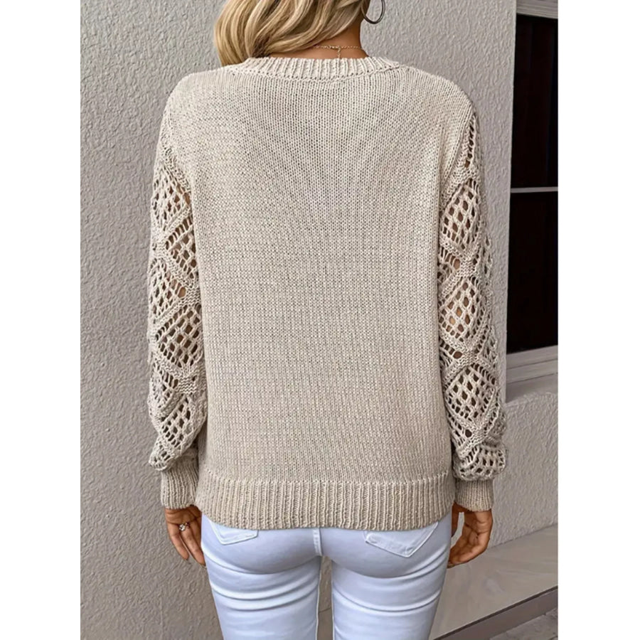 V-Neck Hollow-Out Sleeve Knit Sweater Apparel and Accessories