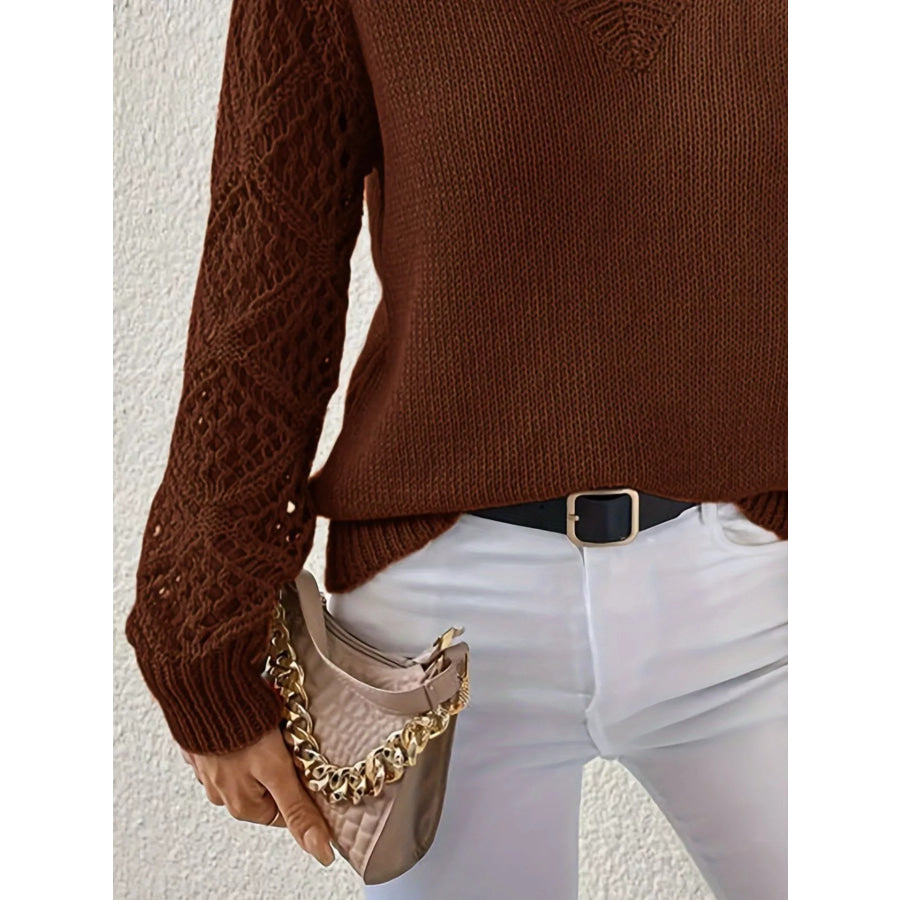 V-Neck Hollow-Out Sleeve Knit Sweater Apparel and Accessories