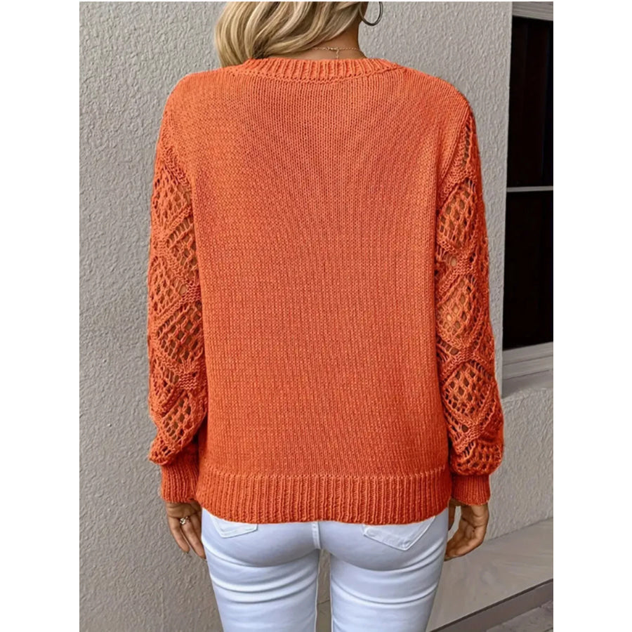 V-Neck Hollow-Out Sleeve Knit Sweater Apparel and Accessories