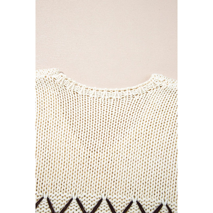 V-Neck Knit Long Sleeve Sweater Apparel and Accessories