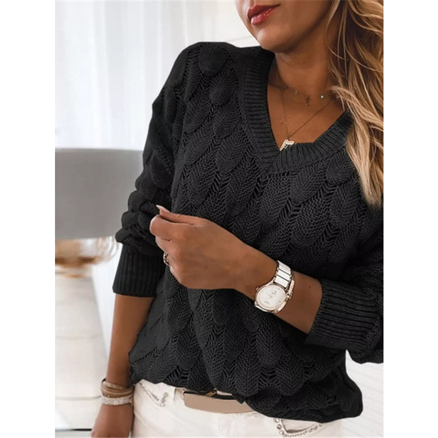 V-Neck Knitted Sweater Apparel and Accessories