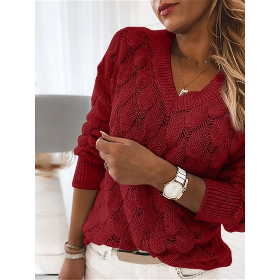V-Neck Knitted Sweater Apparel and Accessories