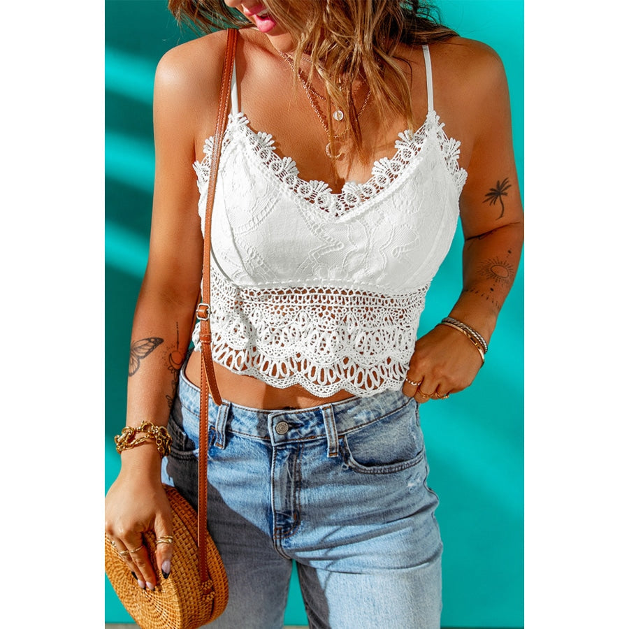 V-Neck Lace Cropped Cami